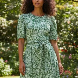 Elegant Green Floral Midi Dress